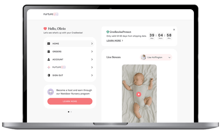 Cradlewise web portal showing live baby view