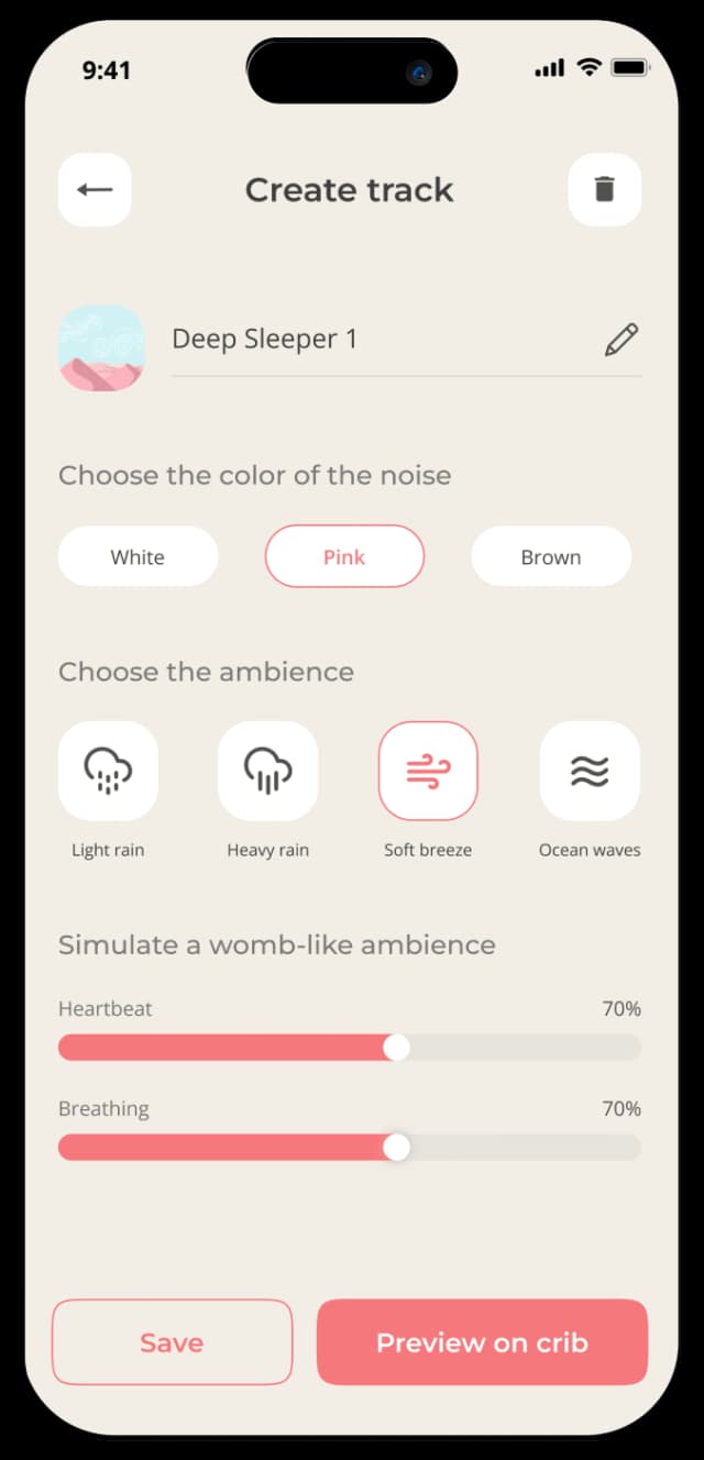 Cradlewise app soothing sound library